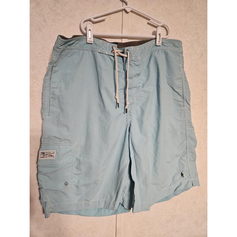 POLO Ralph Lauren Men's Size Large Swim Trunks‎ Aqua Blue PONY LOGO